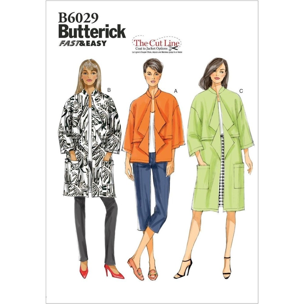 Butterick B6029 Womens Jacket Sewing‎ Pattern Coat Options XS-MED
